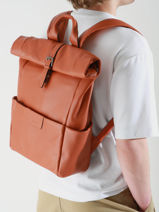 1 Compartment Backpack Flandres Leather Etrier Orange flandres EFLA8102-vue-porte