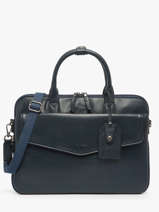 Leather Flandres Briefcase 1 Compartment Etrier Blue flandres EFLA8241