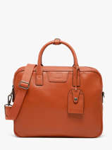 Leather Frandres Briefcase 2 Compartments Etrier Orange flandres EFLA8252