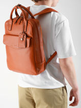 Leather Flandres Business Backpack Etrier Orange flandres EFLA8271-vue-porte