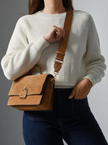 Sac Bandouli�re M Altesse Suede Etrier Marron altesse suede EASU048M-vue-porte